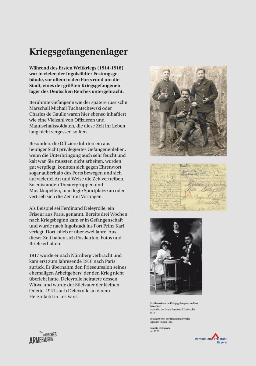 Informationstafeln zum Kriegsgefangenenlager im Fort Prinz Karl 1914-1918 © Bayerisches Armeemuseum, Fotos von Maximilian Schuster