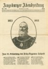 Augsburger Abendzeitung anlässlich des 90. Geburtstag des Prinzregenten Luitpold am 12. März 1911, Inv.-Nr. 0751-1990 © Bayerisches Armeemuseum