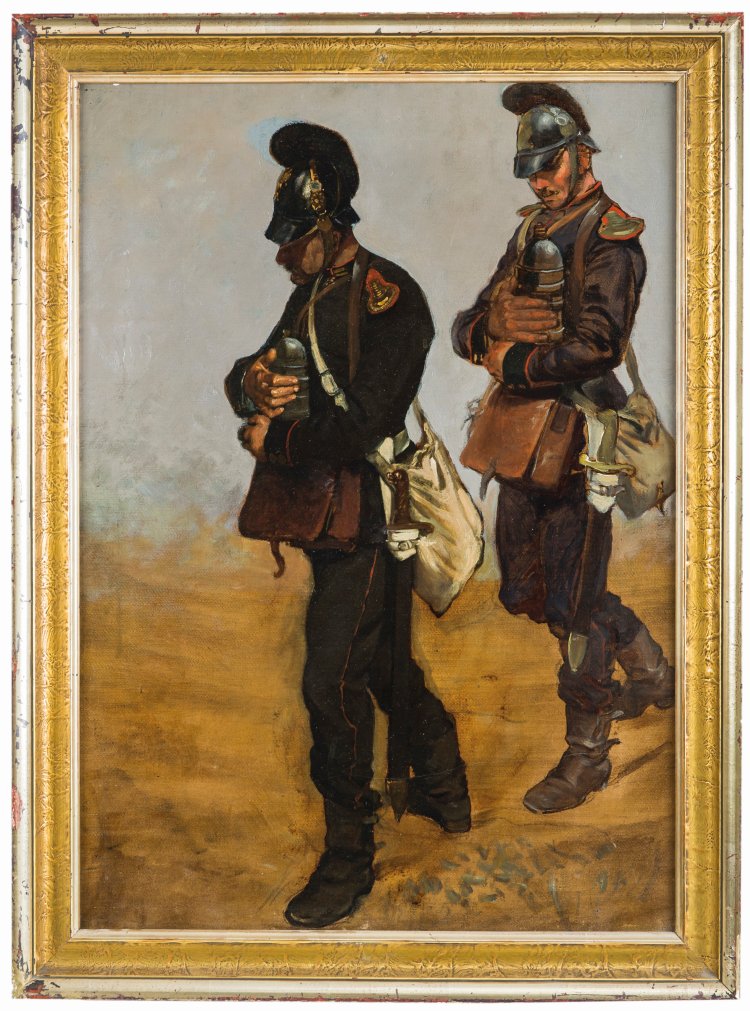 Bayerische Kanoniere um 1870, Studie von Louis Braun um 1880, Öl auf Leinwand, Inv. Nr. 1271-2002 © Bayerisches Armeemuseum