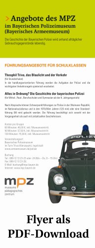Flyer des MPZ mit Angeboten zum Bayerischen Polizeimuseum © Museumspädagogisches Zentrum München